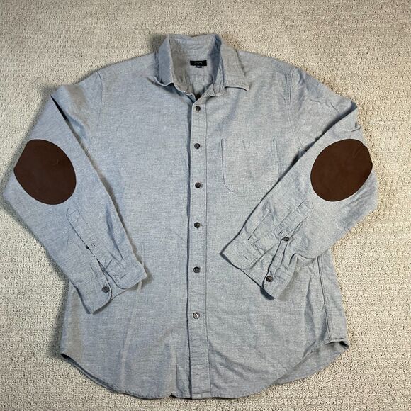 J. Crew Mens Button Down Shirt Long Sleeve Elbow Patch Casual Gray - Picture 1 of 6